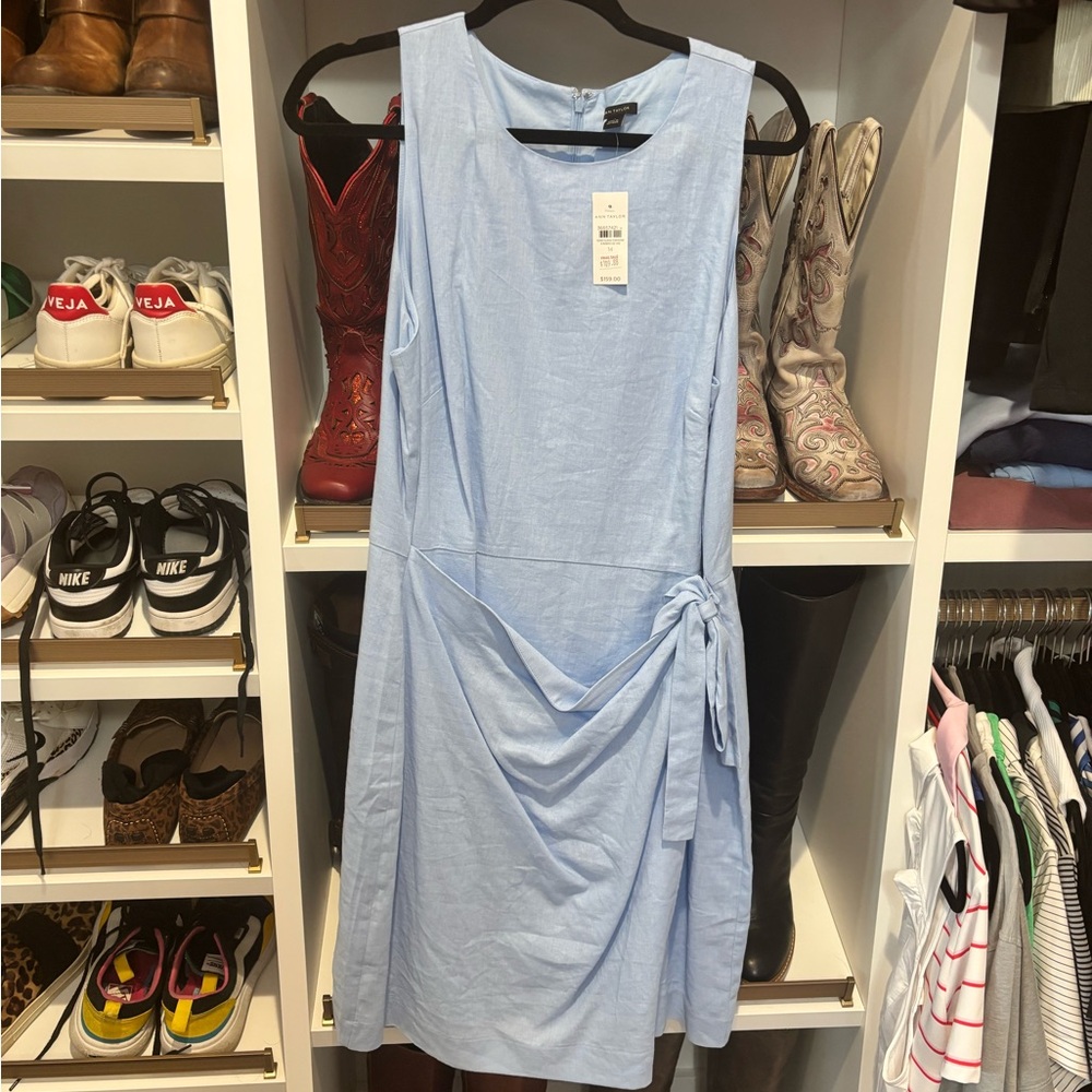 LOFT Blue tie front dress